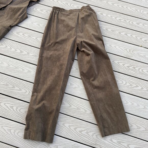 Vintage Suede Vest  and Pants  matching Set Green Suzelle Size 12 - Picture 8 of 10
